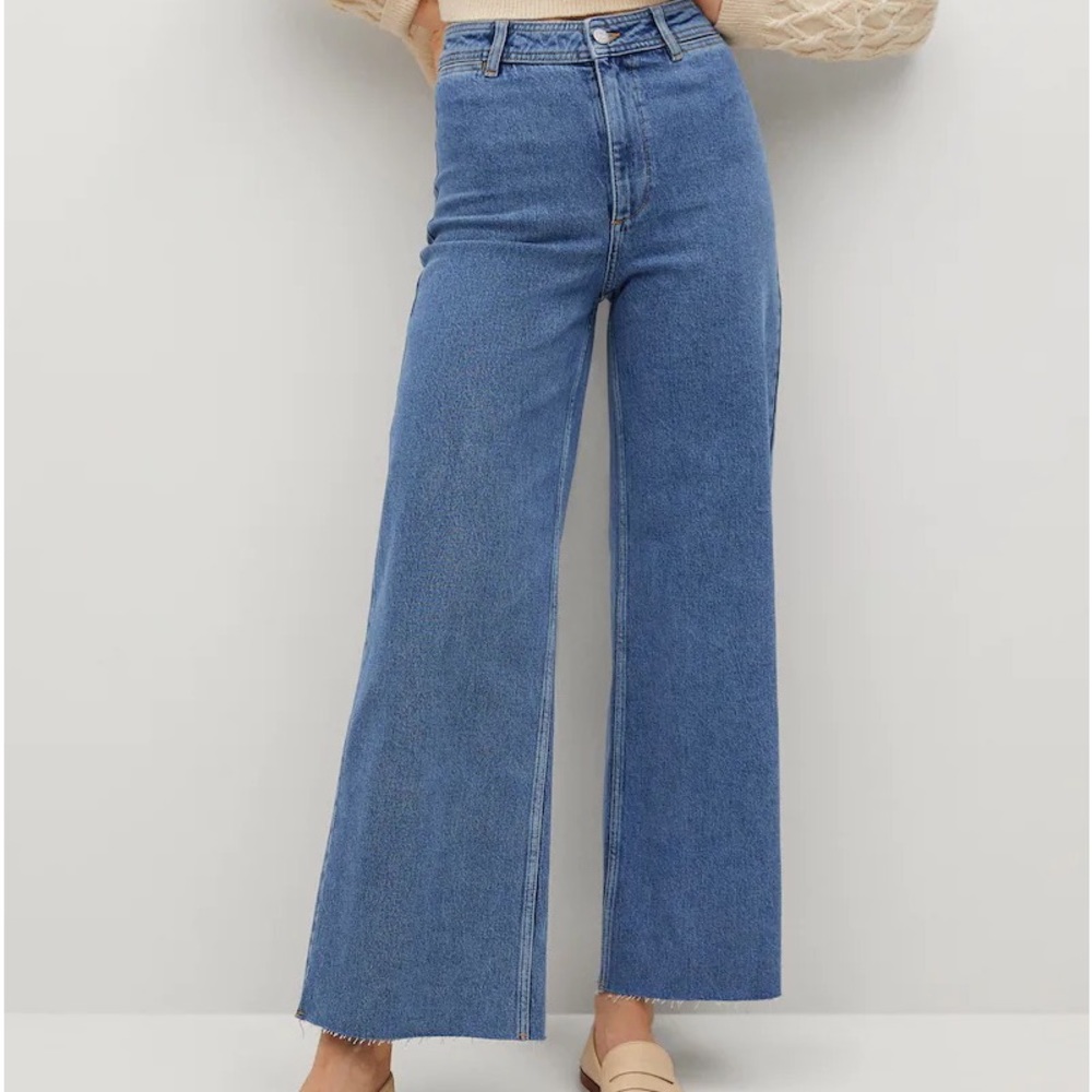 Mango High-waist elastic culotte jeans